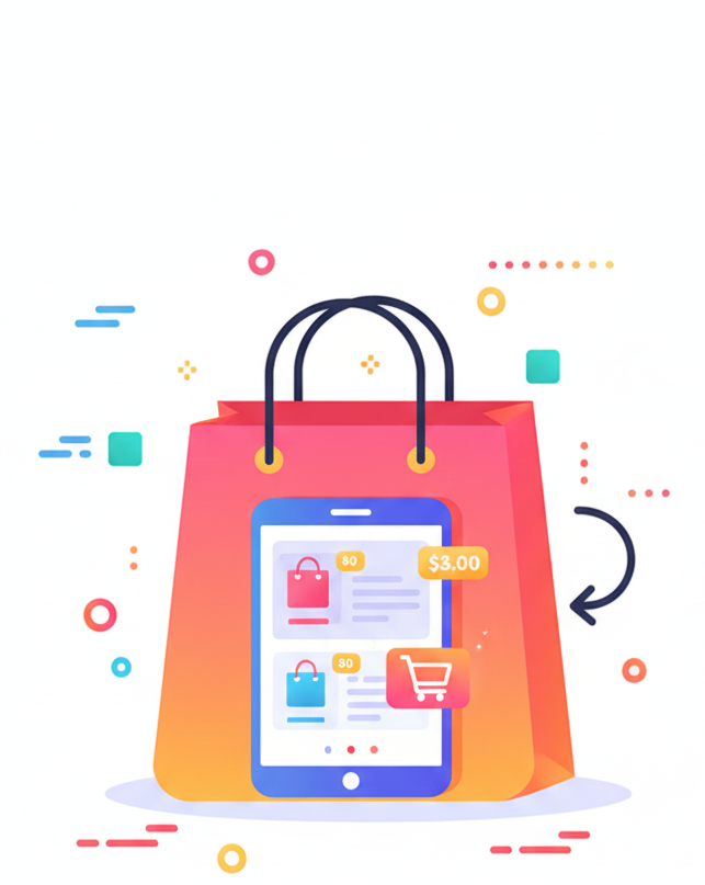 Icono de servicio de Tiendas Online y WhatsApp